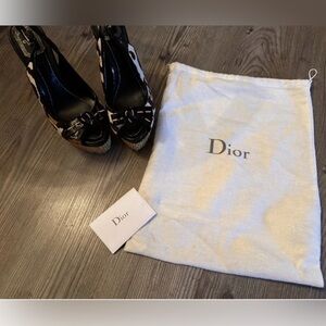 Dior Elegant Black and Brown Wedges
